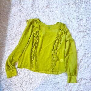 Vylette Swiss Dot Ruffle Cottage Core Prairie Boho Hipster Festival Indie Blouse